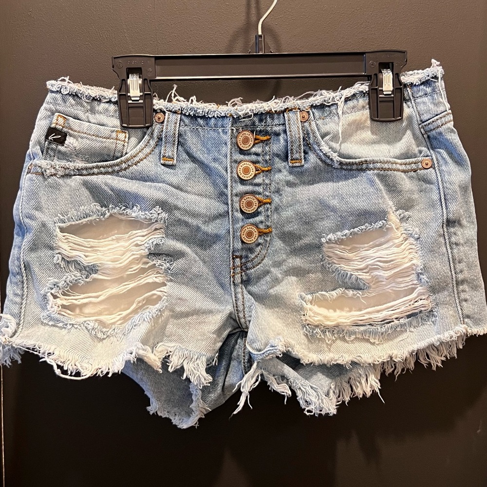 KanCan Light Blue Distressed Jean Shorts